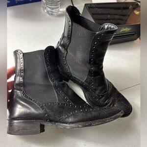 Strafford  womens black leather wingtip bootie boot sz 6.5